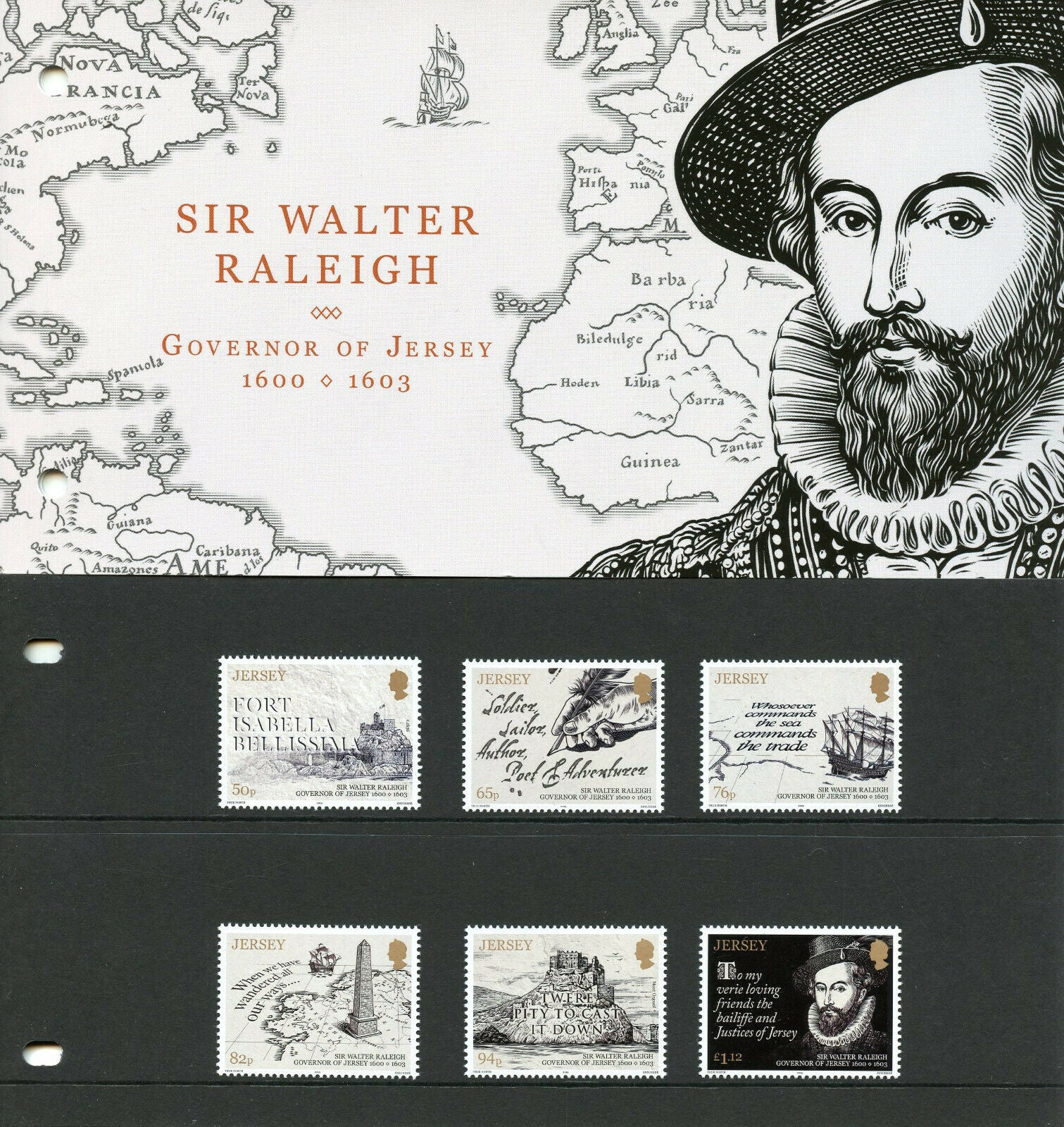 Jersey 2019 MNH Sir Walter Raleigh Governor 6v Set Pres Pack Boats Ships Stamps