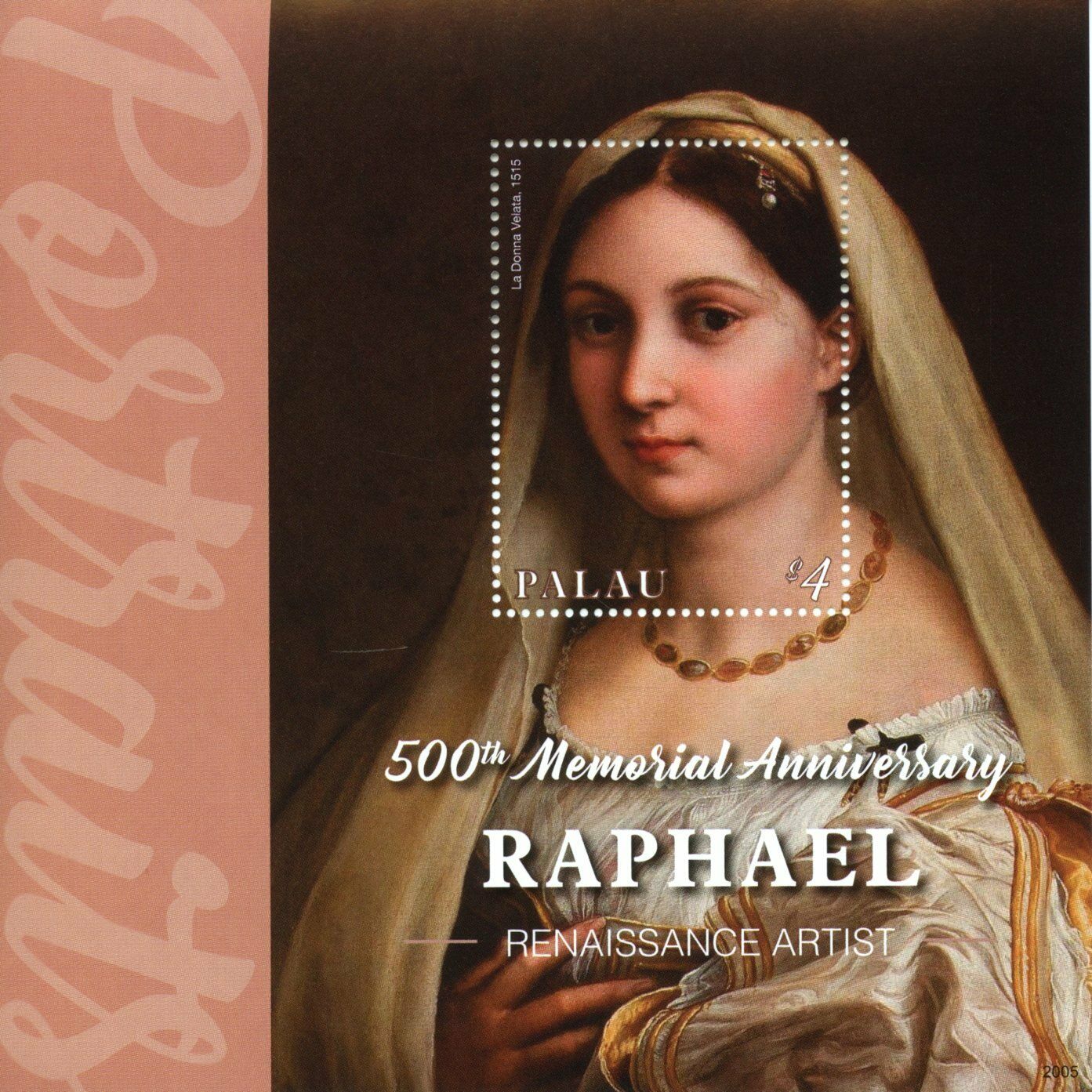 Palau Art Stamps 2020 MNH Raphael La Donna Velata Renaissance Paintings 1v S/S