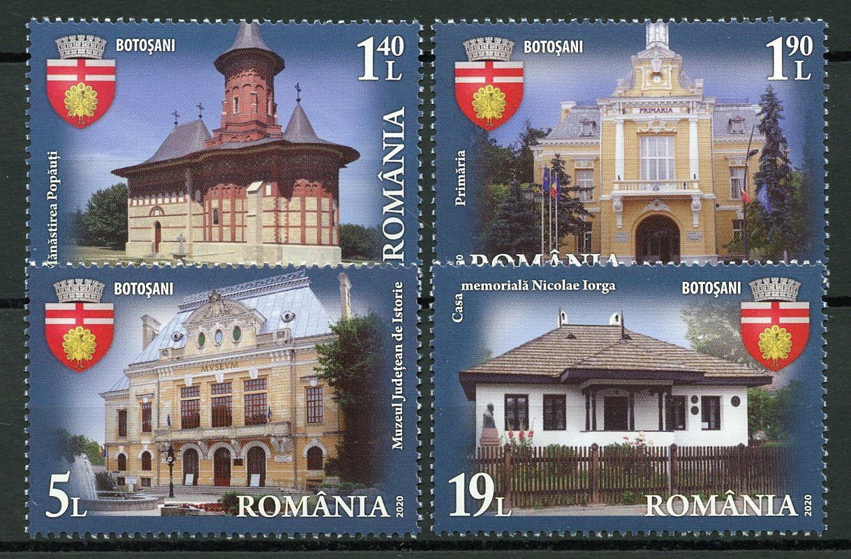 Romania Architecture Stamps 2020 MNH Cities Botosani Tourism Buildings 4v Set