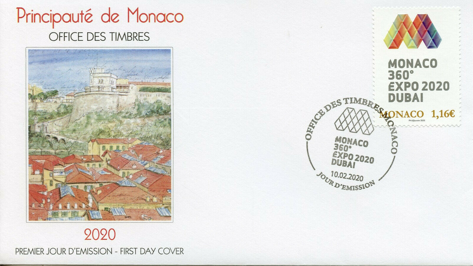 Monaco Stamps 2020 FDC Dubai Expo 2020 1v Set