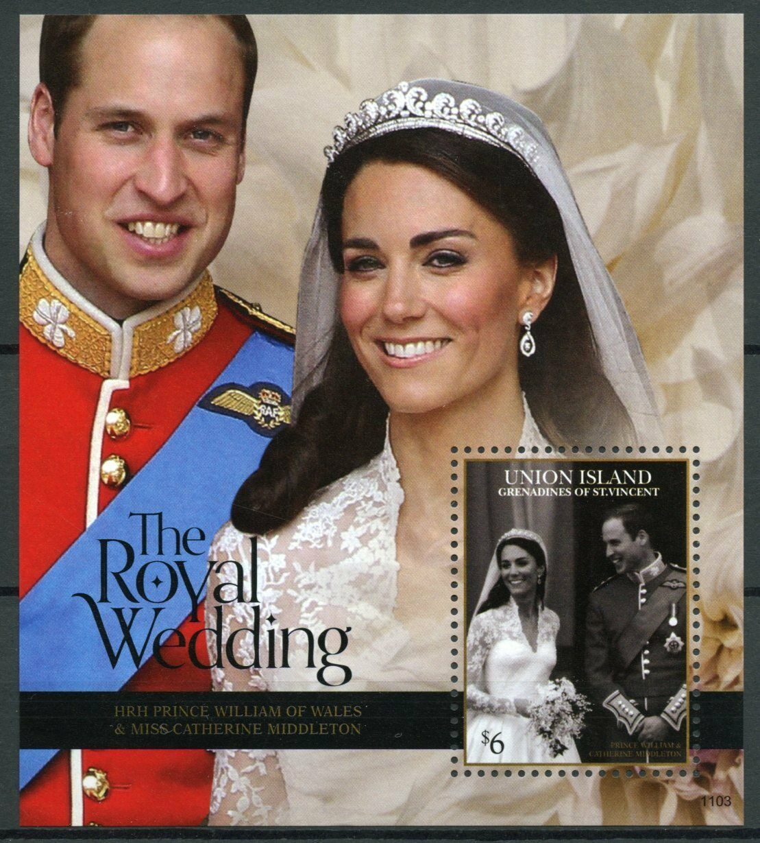 Union Island Gren St Vincent 2011 MNH Royalty Stamps Prince William & Kate Royal Wedding 1v S/S