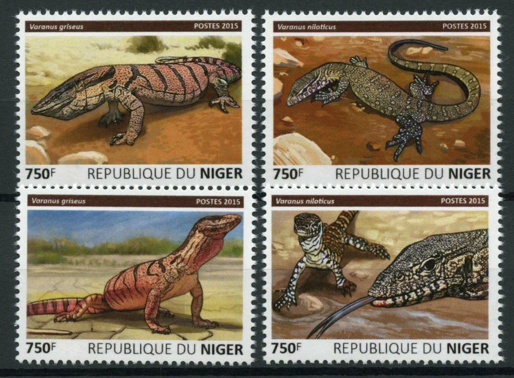 Niger Reptiles Stamps 2015 MNH Monitor Lizards Desert Nile Monitors Fauna 4v Set