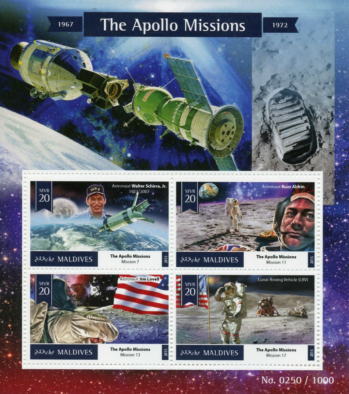 Maldives 2015 MNH Space Stamps Apollo Missions Astronauts Buzz Aldrin Jim Lovell 4v M/S