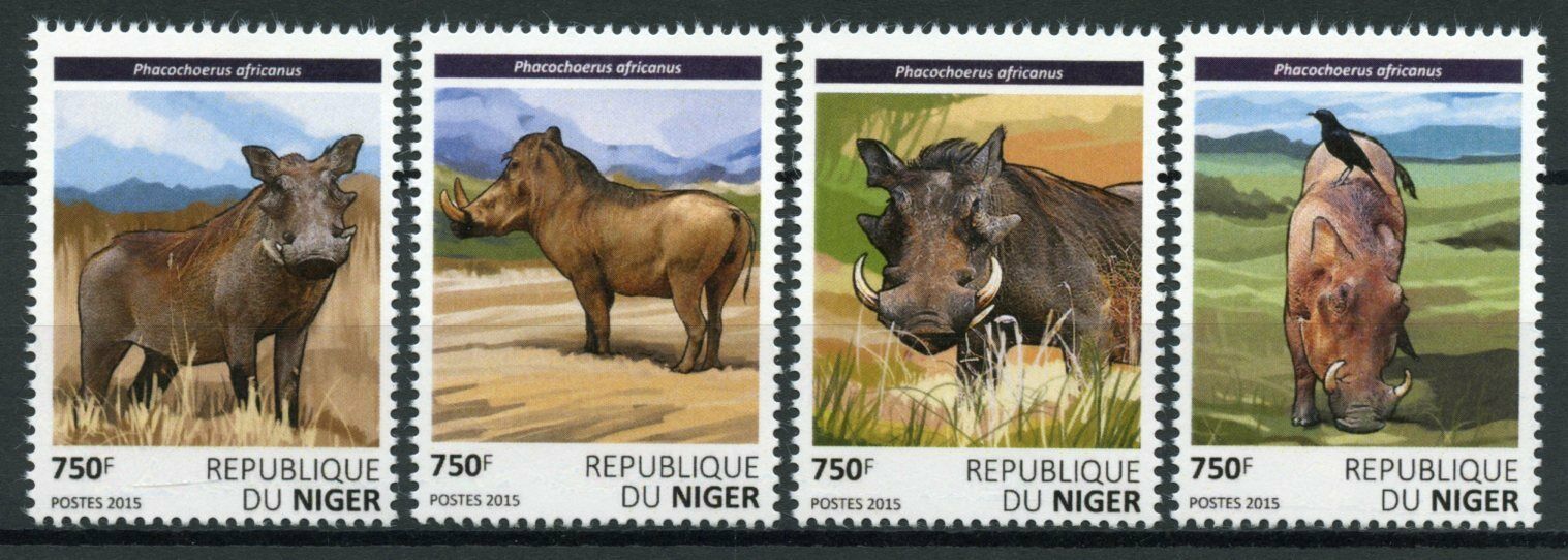 Niger Wild Animals Stamps 2015 MNH Warthogs Common Warthog Fauna 4v Set