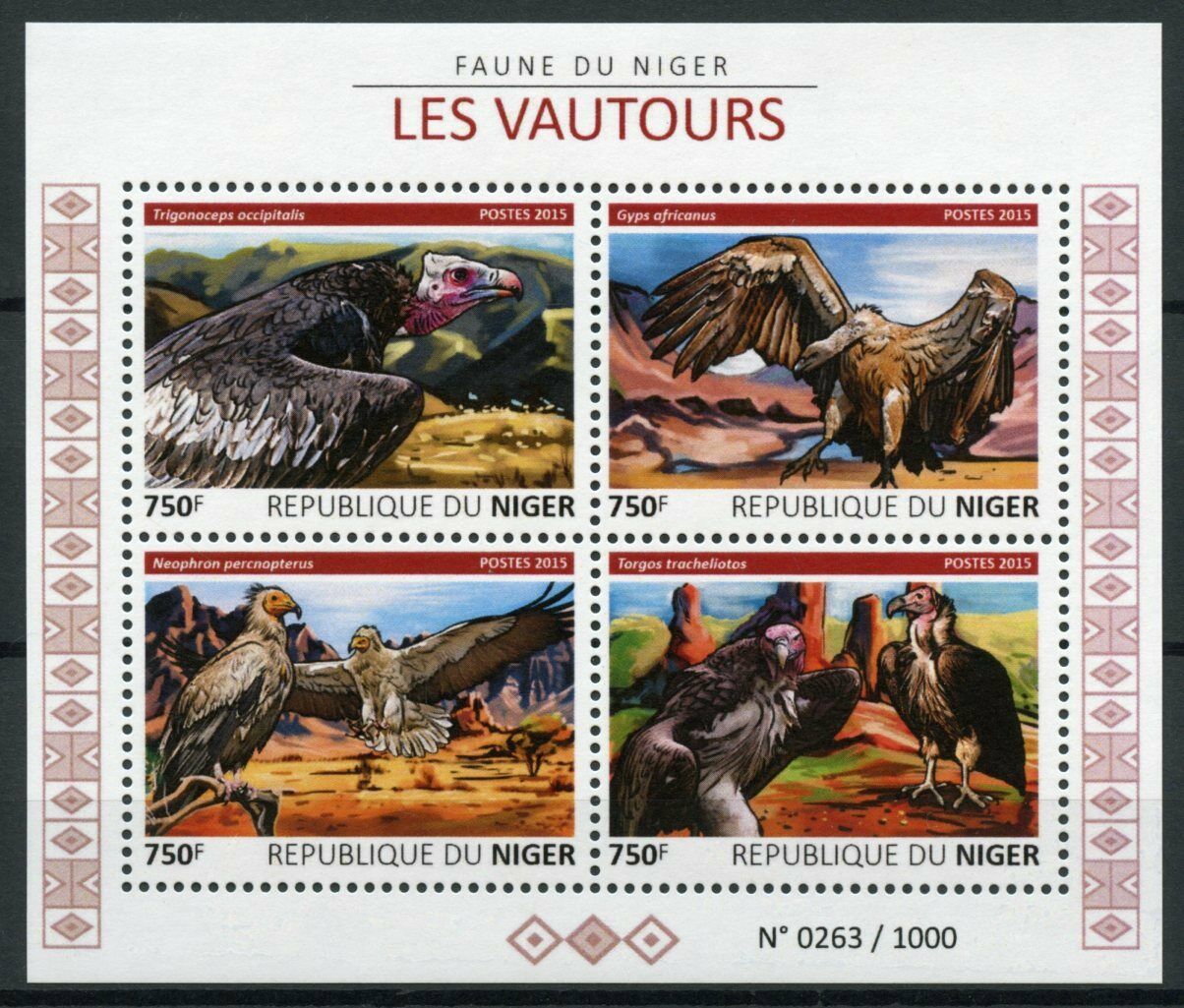 Niger Birds of Prey on Stamps 2015 MNH Vultures Egyptian Vulture Fauna 4v M/S