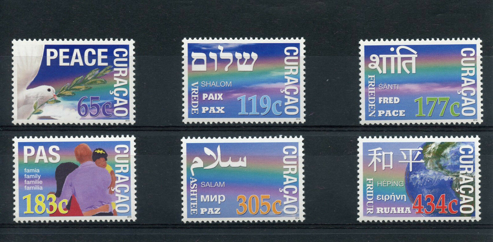 Curacao 2014 MNH Peace 6v Set Dove Shalom Pax Paix Pace Stamps