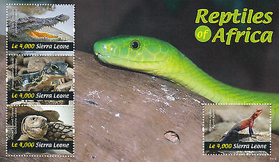 Sierra Leone 2011 MNH Reptiles of Africa 4v M/S Crocodile Geckos Tortoise