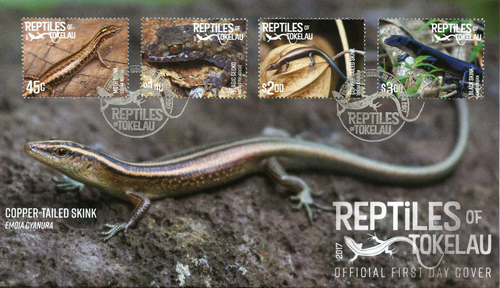 Tokelau 2017 FDC Reptiles of Tokelau Skinks Geckos 4v Set Cover Lizards Stamps