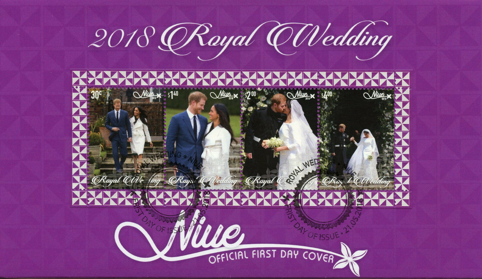 Niue 2018 FDC Prince Harry & Meghan Royal Wedding 4v M/S Cover Royalty Stamps