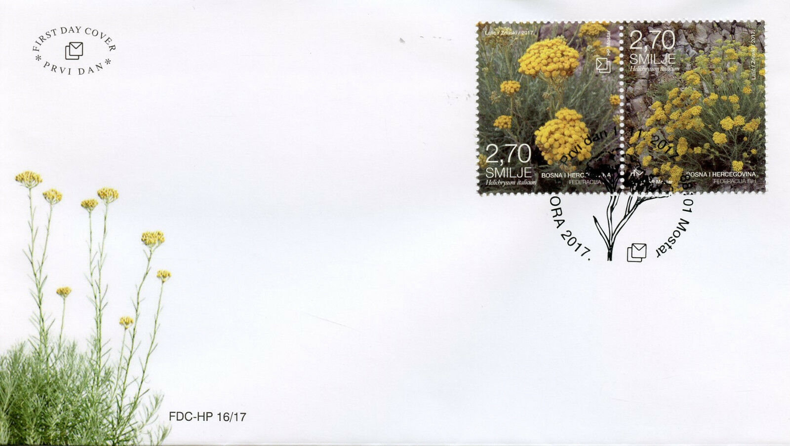 Bosnia & Herzegovina 2017 FDC Flora Helychrisum 2v Cover Plants Flowers Stamps
