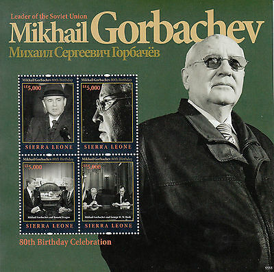 Sierra Leone 2011 Mikhail Gorbachev 80th Birthday 4v M/S II Soviet Union Stamps