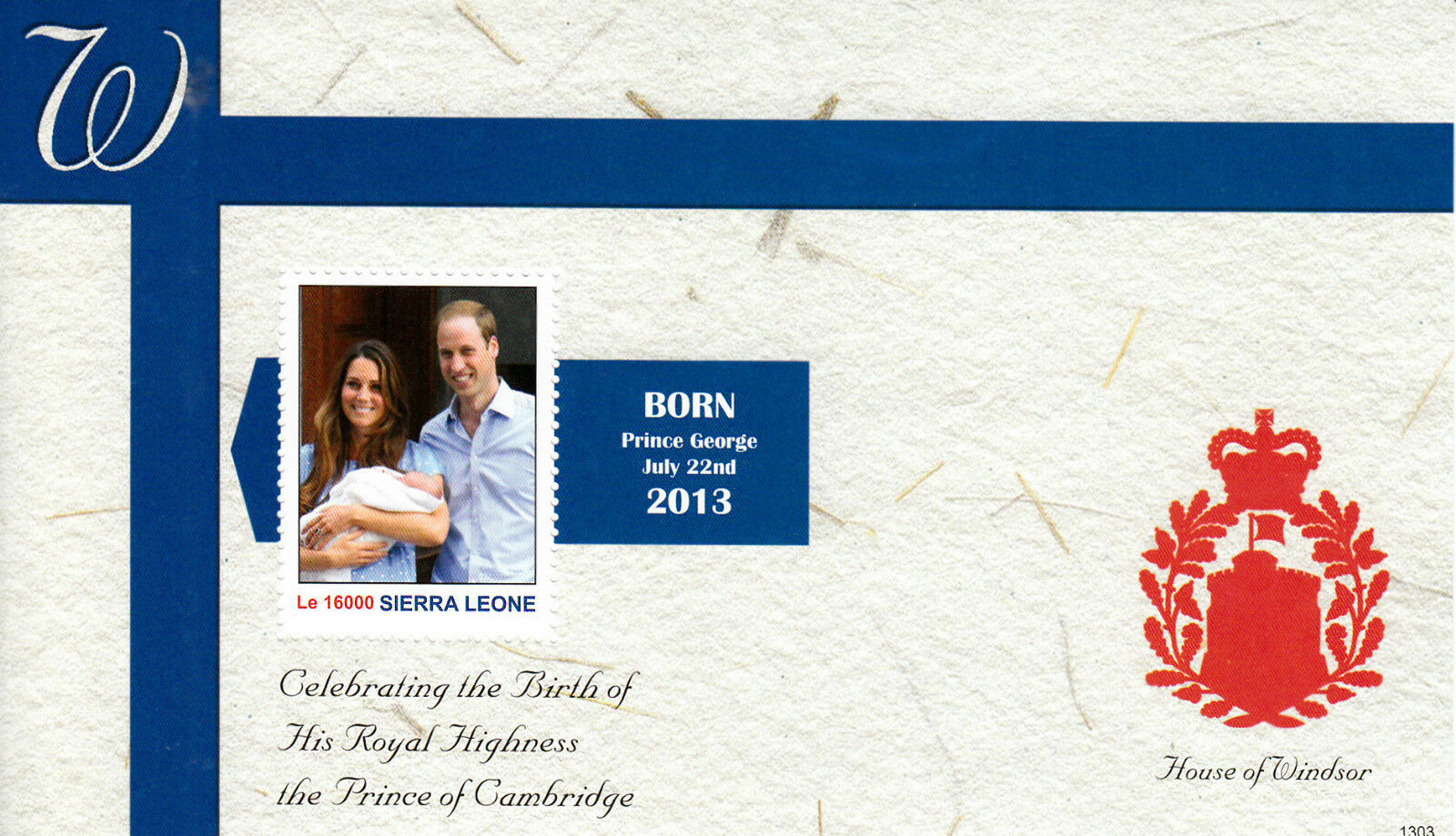 Sierra Leone 2013 MNH Birth Prince George Royal Baby 1v S/S William Kate Windsor