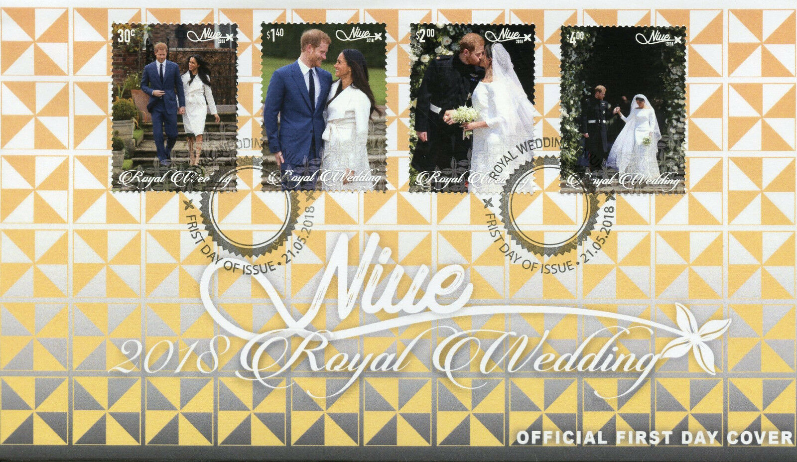 Niue 2018 FDC Prince Harry & Meghan Royal Wedding 4v Set Cover Royalty Stamps