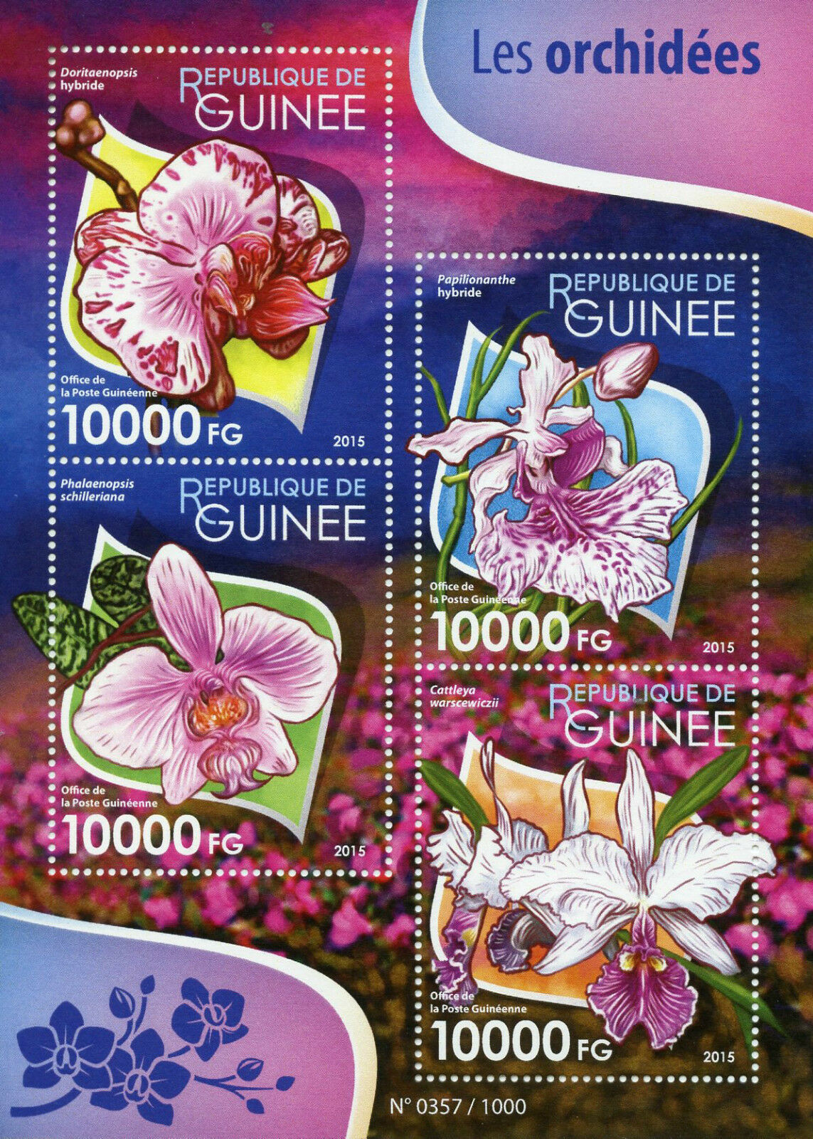 Guinea 2015 MNH Flowers Stamps Orchids Cattleya Orchid Flora Nature 4v M/S