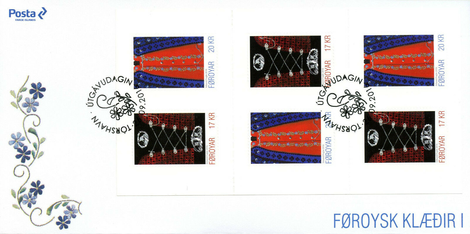 Faroe Islands Faroes 2016 FDC National Costumes I 6v S/A Booklet Cover Stamps