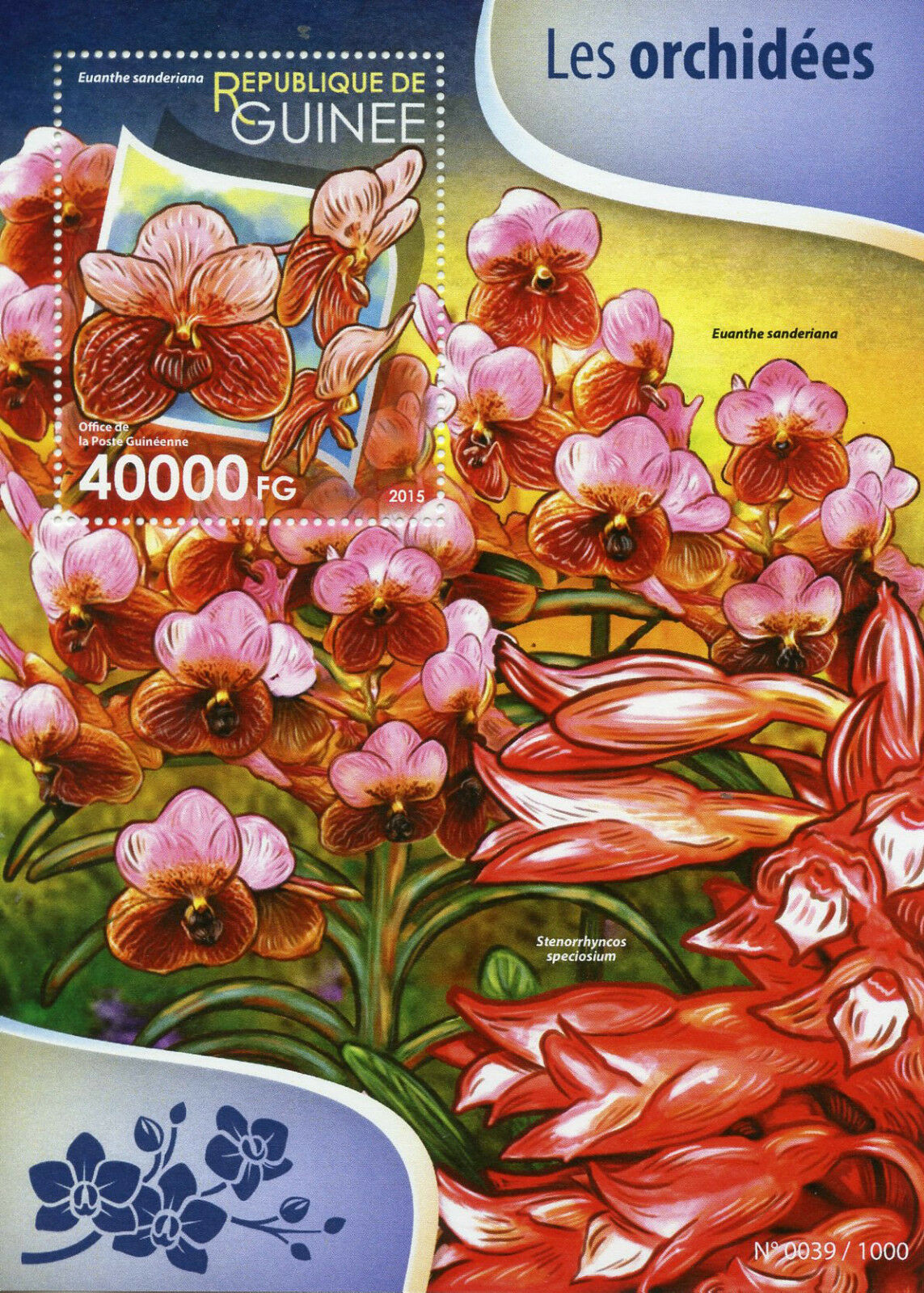 Guinea 2015 MNH Flowers Stamps Orchids Flowers Flora Nature 1v S/S