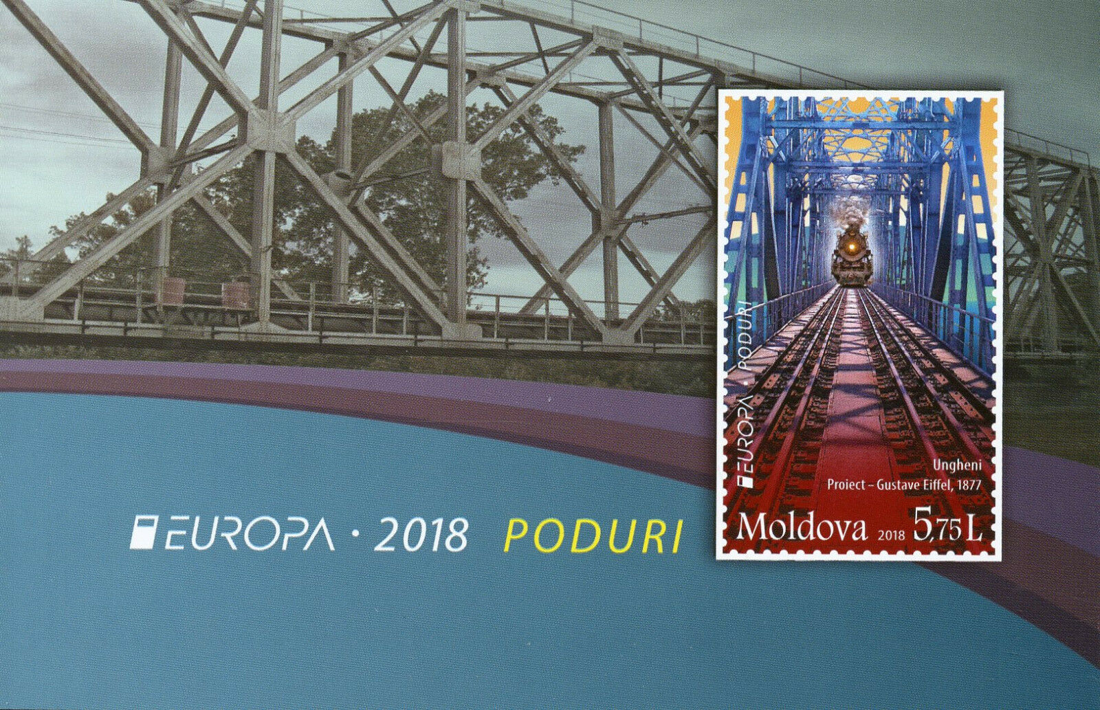 Moldova 2018 MNH Bridges Europa 2x 4v M/S in Folder Trains Architecture Stamps