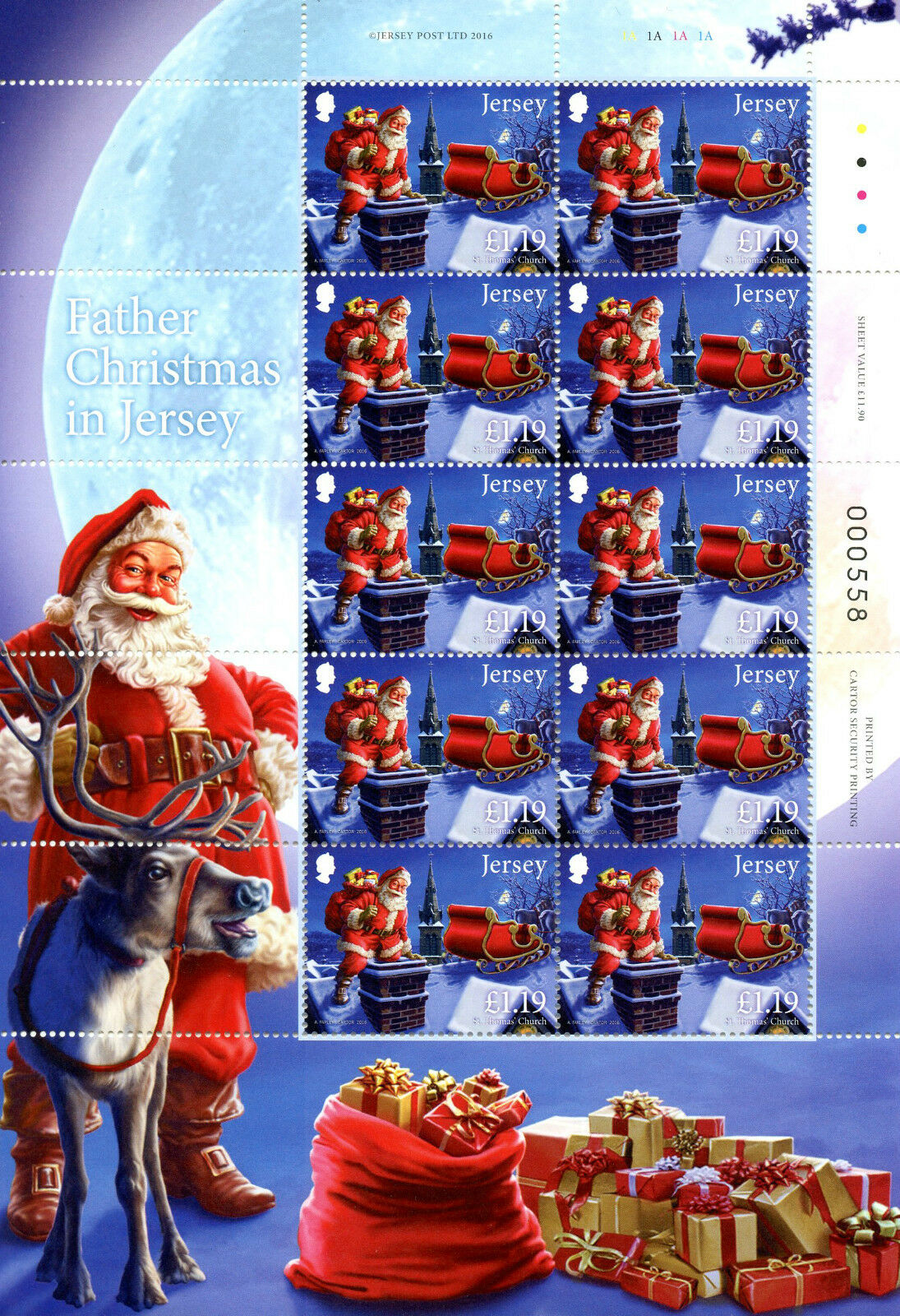 Jersey 2016 MNH Father Christmas in Jersey 8x 10v M/S Santa Claus Stamps