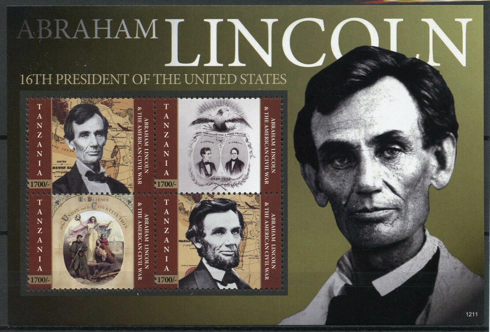 Tanzania Abraham Lincoln Stamps 2012 MNH American Civil War US Presidents 4v M/S