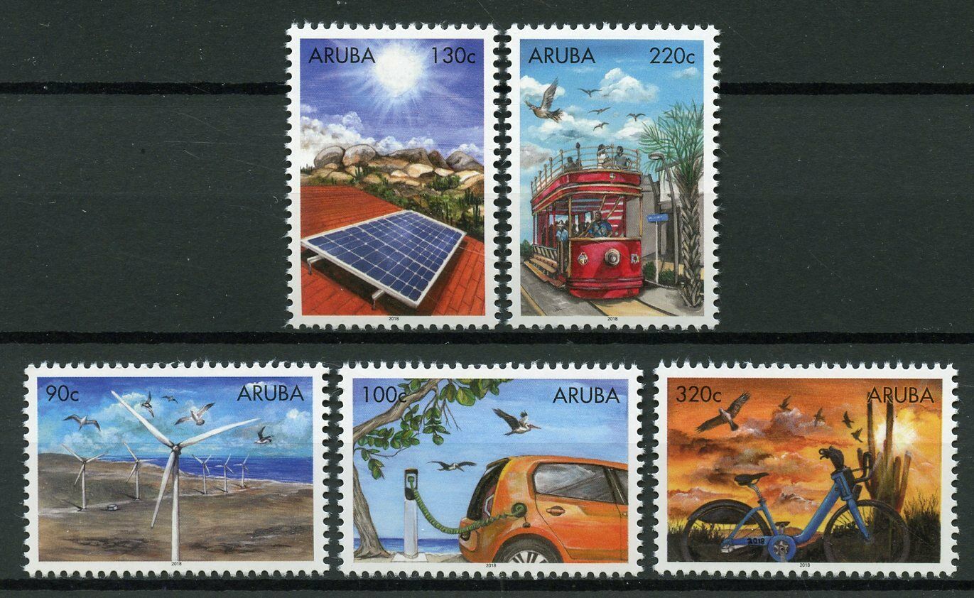 Aruba Environment Stamps 2018 MNH Sustainable Energy Cars Bicycles Birds 5v Set