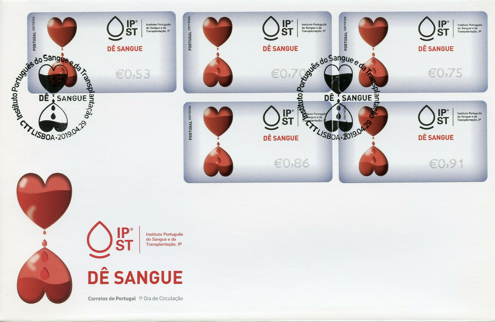 Portugal 2019 FDC Give Blood Tempo Time 5v S/A Label Cover Medical Health Stamps