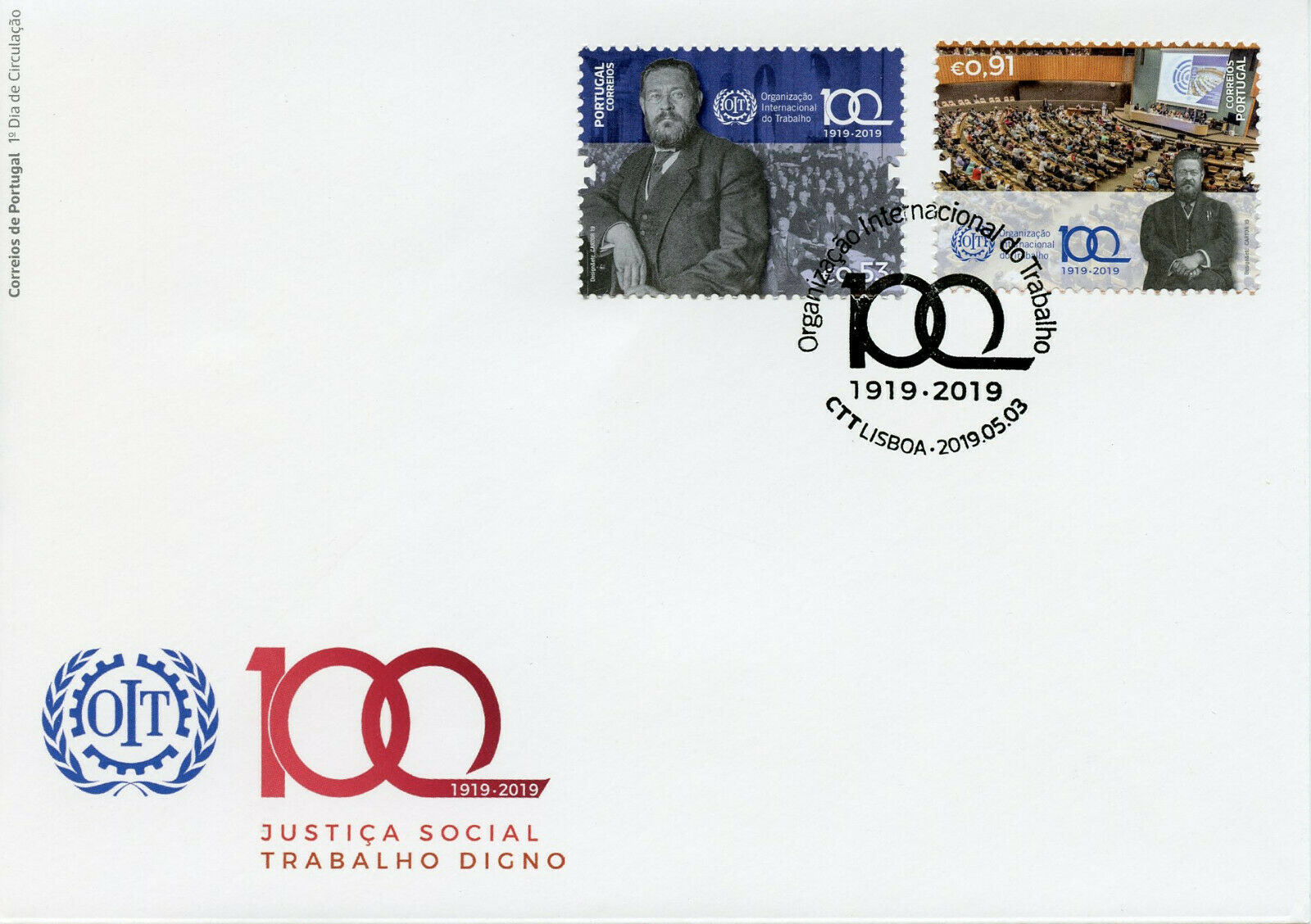 Portugal 2019 FDC OIT International Labour Labor Organization 3v Cover Stamps