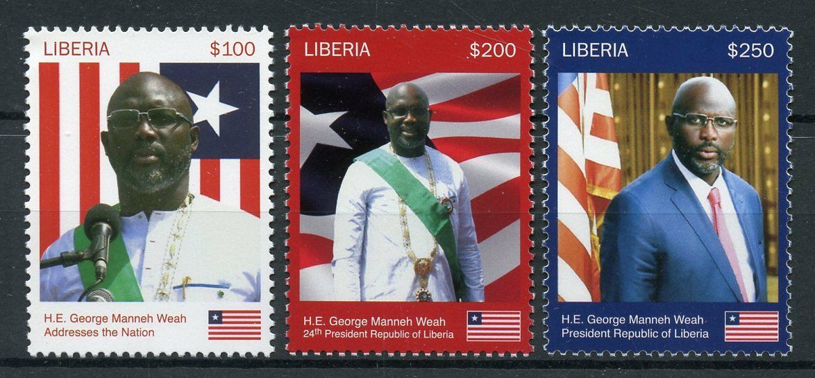Liberia 2018 MNH Poeple Stamps President George Weah Football Politicians Flags 3v Set