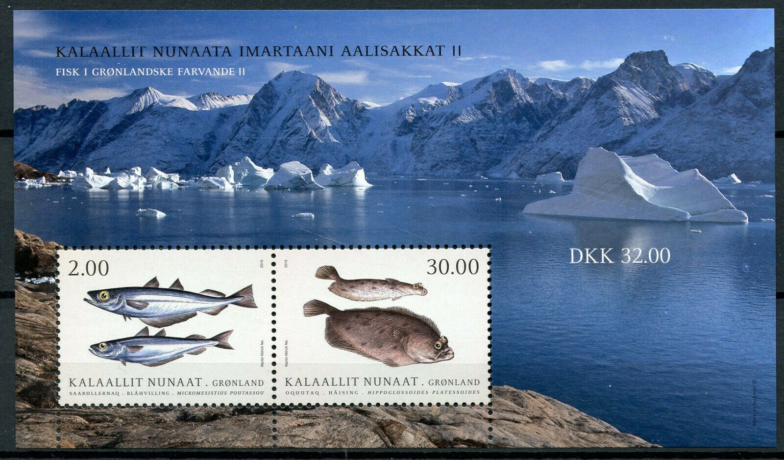 Greenland 2019 MNH Fish in Greenland Pt II Whiting Plaice 2v M/S Fishes Stamps