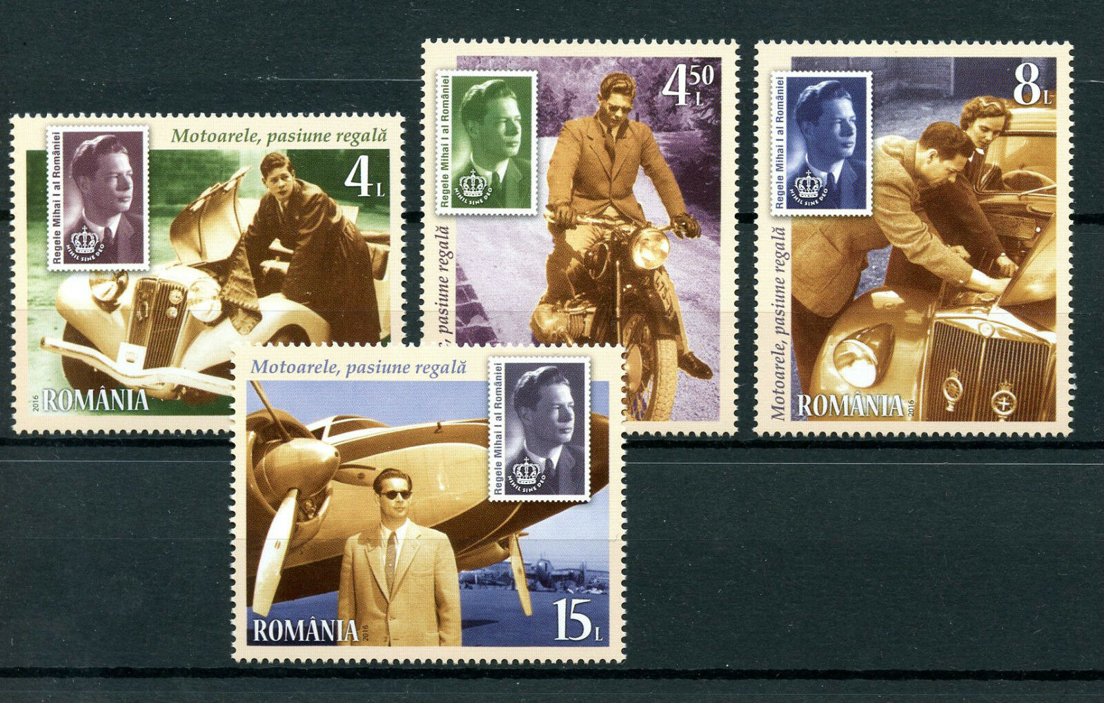 Romania 2016 MNH Engines Royal Passion 4v Set Cars Motorcycles Aviation Stamps