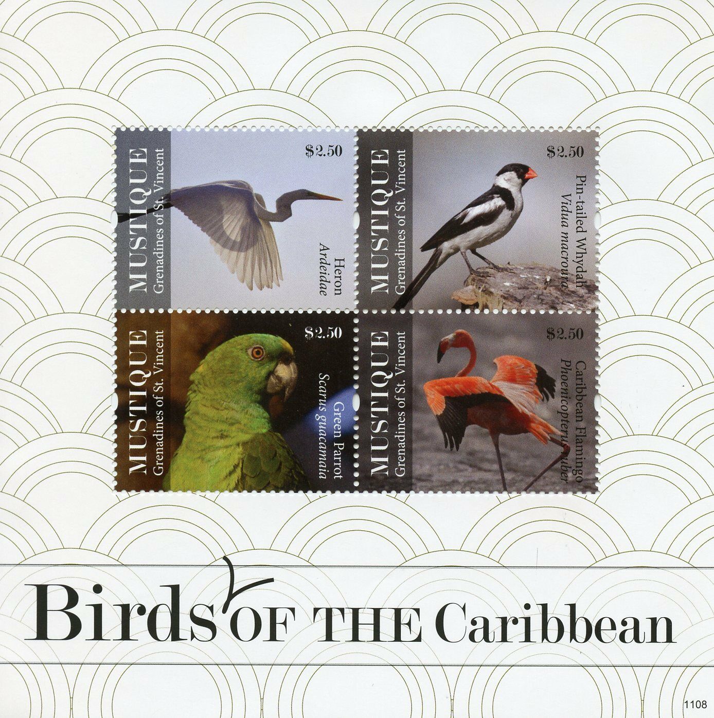 Mustique Gren St Vincent Stamps 2011 MNH Birds of Caribbean on Stamps Parrots 4v M/S I