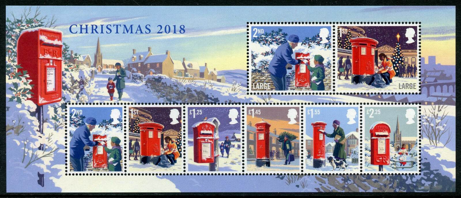 GB 2018 MNH Christmas Letter Pillar Boxes 8v M/S Stamps