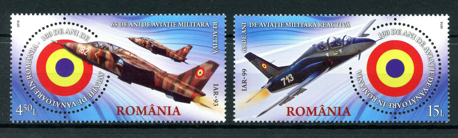 Romania 2016 MNH Aviation Anniversaries Coanda to F-16 2v Set Stamps