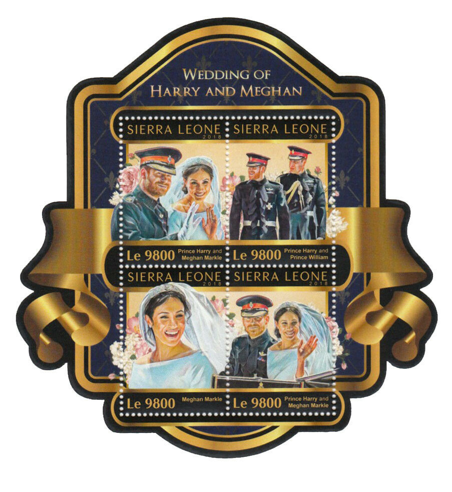 Sierra Leone Royalty Stamps 2018 MNH Prince Harry & Meghan Royal Wedding 4v M/S