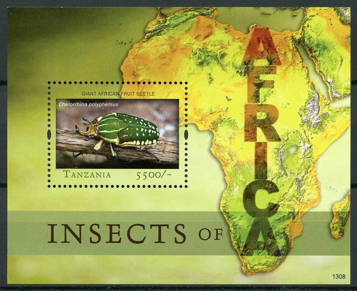 Tanzania Insects of Africa Stamps 2013 MNH African Fruit Beetle Beetles 1v S/S