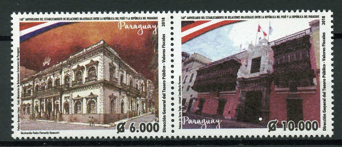 Paraguay 2018 MNH Diplomatic Relations with Peru 2v Set Architecture Stamps