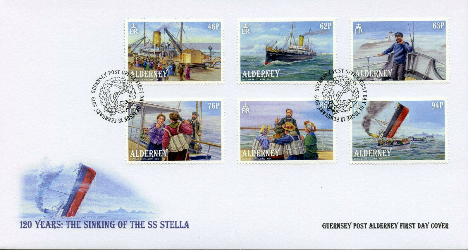 Alderney 2019 FDC Sinking of SS Stella 120 Yrs 6v Set Cover Boats Ships Stamps