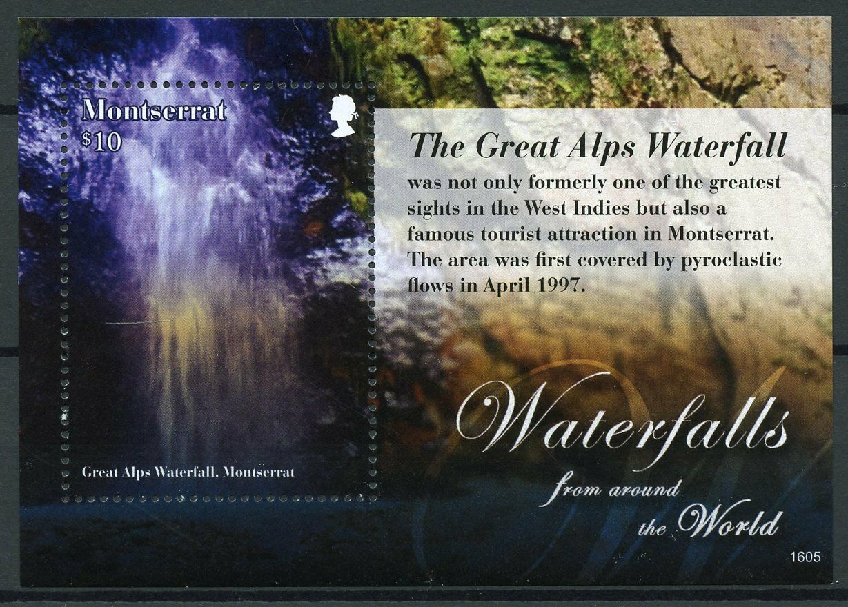 Montserrat Stamps 2016 MNH Waterfalls of World Great Alps Waterfall 1v S/S
