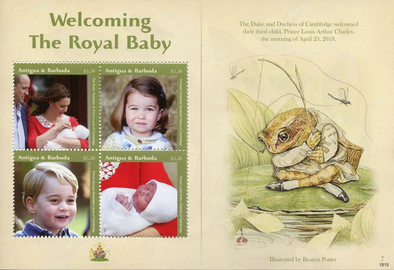 Antigua & Barbuda 2018 MNH Royalty Stamps Prince Louis Royal Baby William 4v M/S