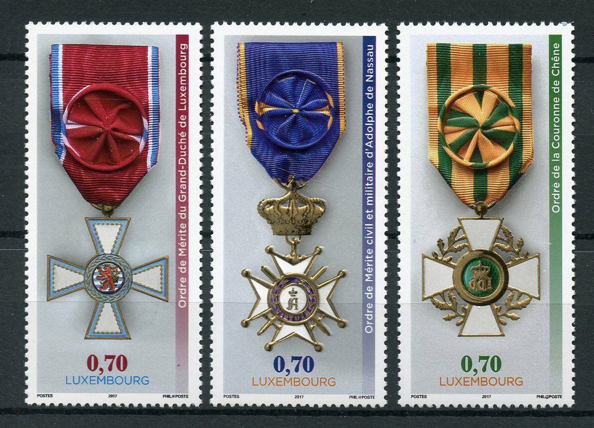 Luxembourg 2017 MNH 3 National Orders of Merit 3v Set Emblems Medals Stamps