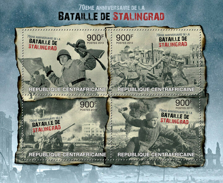 Central African Rep Military Stamps 2013 MNH WWII WW2 Battle of Stalingrad 4v MS