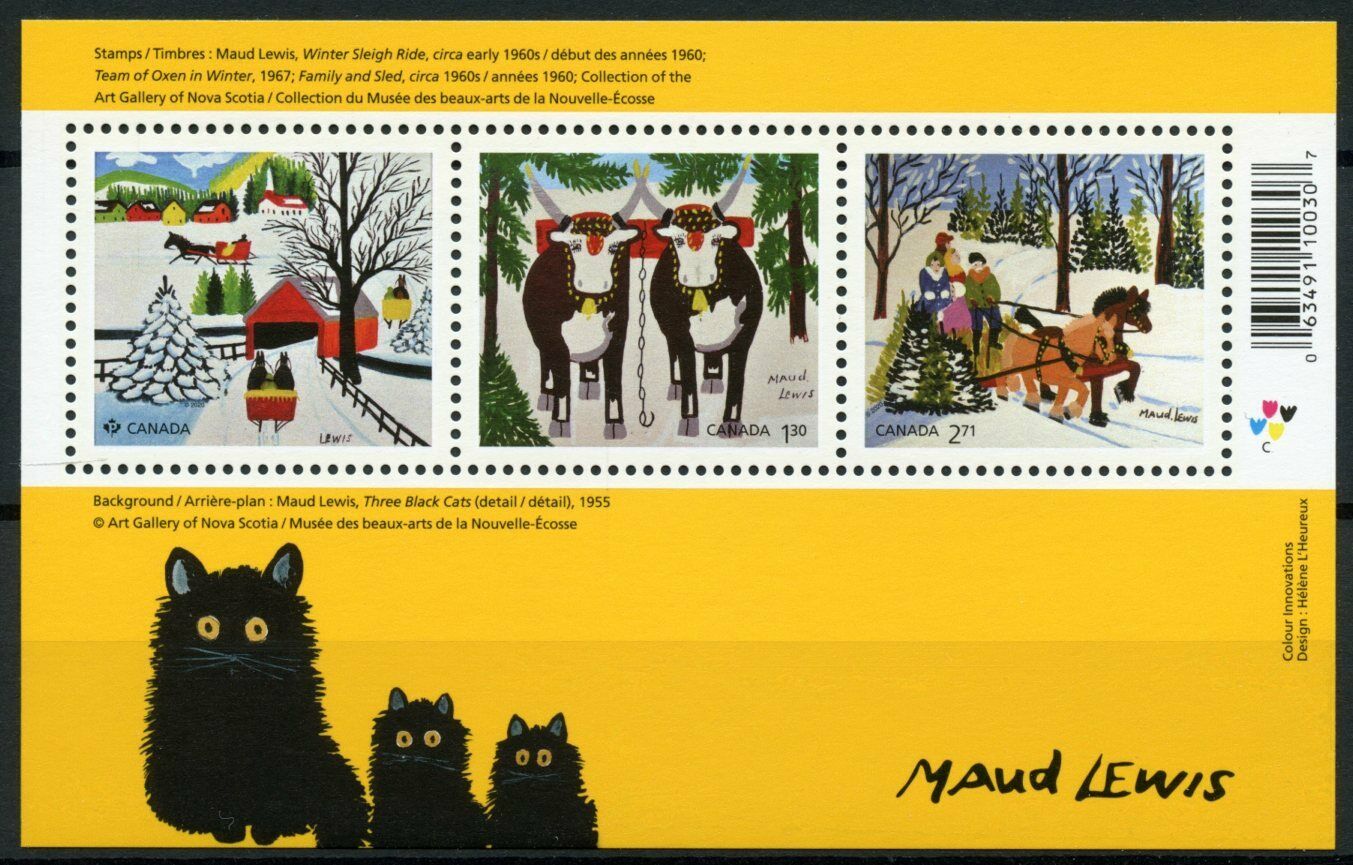 Canada Christmas Stamps 2020 MNH Maud Lewis Folk Art Paintings Horses 3v M/S