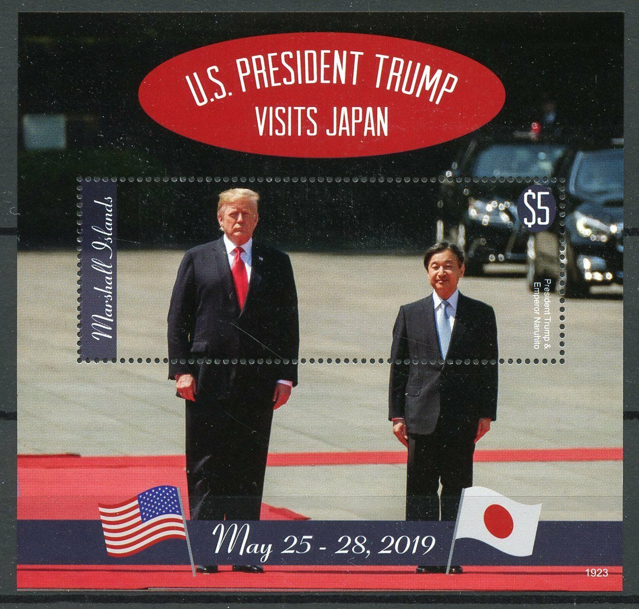 Marshall Islands 2019 MNH Donald Trump Stamps Visit Japan Emperor Naruhito 1v S/S