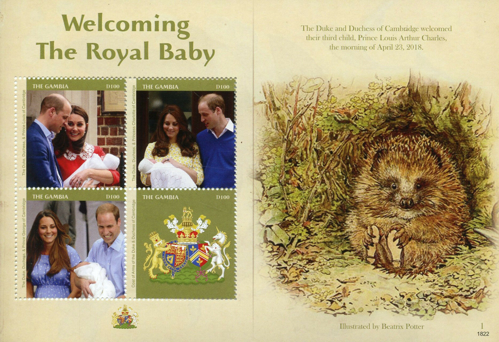 Gambia 2018 MNH Royalty Stamps Prince Louis Royal Baby William & Kate 4v M/S