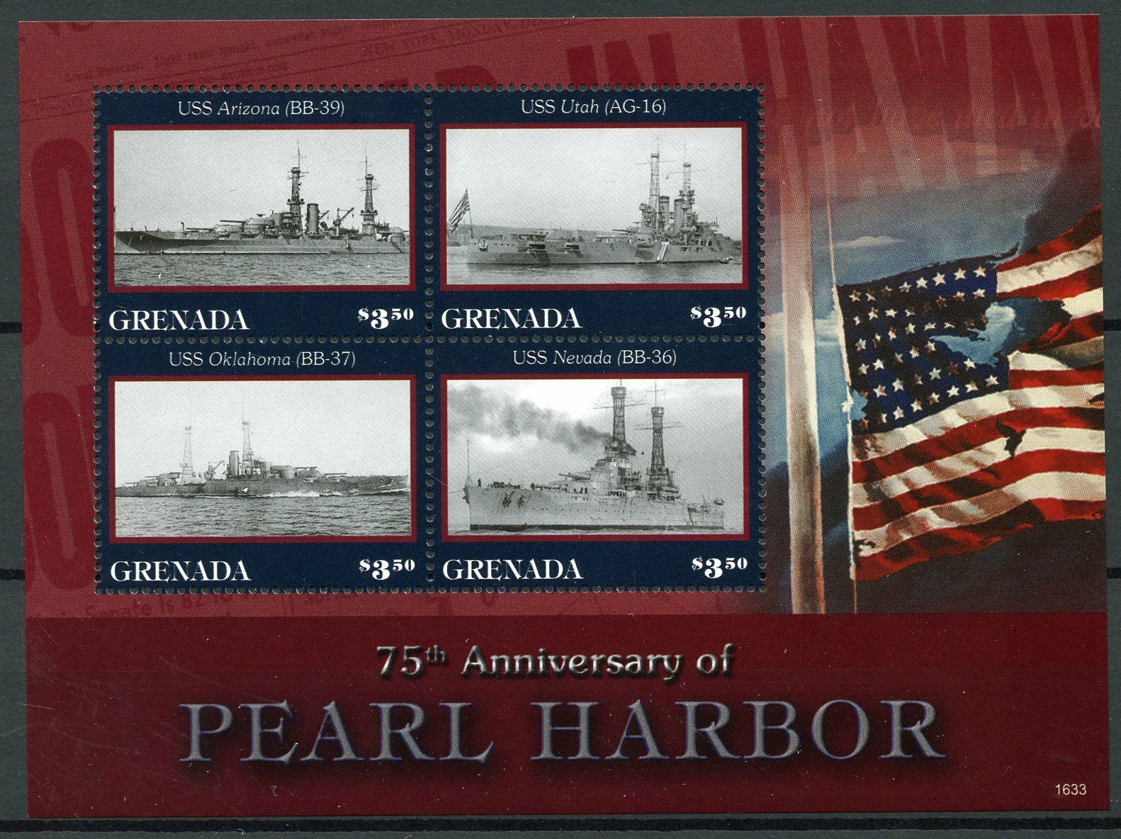 Grenada 2016 MNH Military Stamps WWII WW2 Pearl Harbor Attack Ships 4v M/S