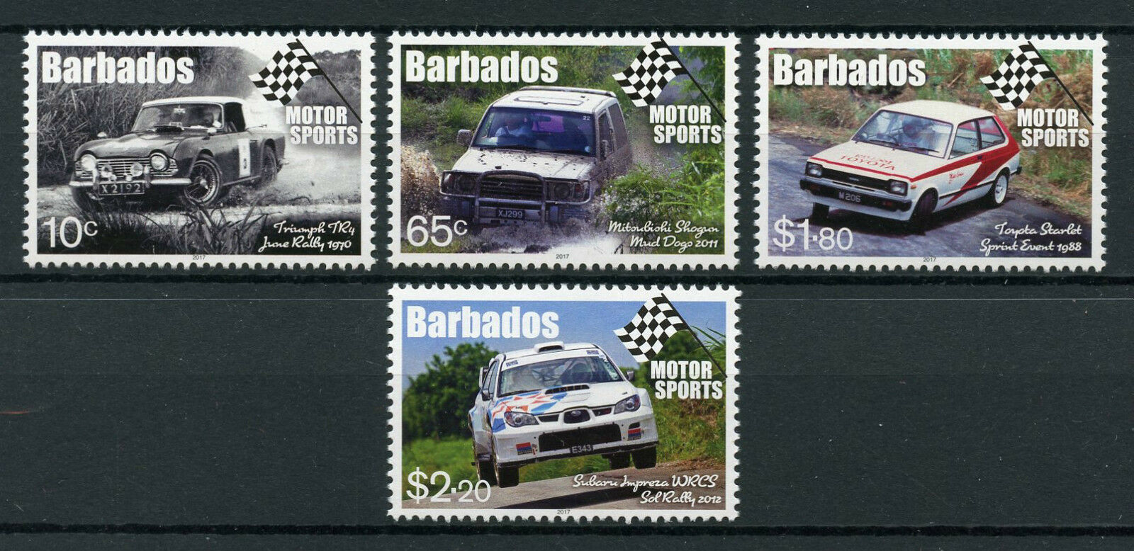 Barbados 2017 MNH Cars Stamps Motorsports Motorsport Toyata Subaru 4v Set