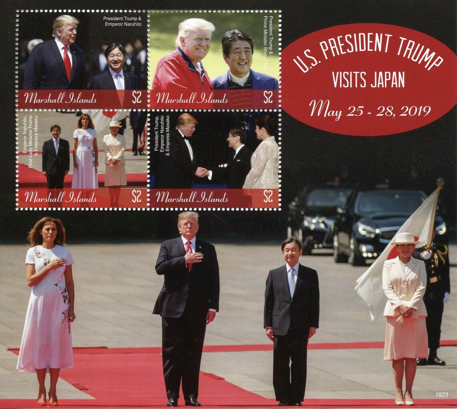 Marshall Islands 2019 MNH Donald Trump Stamps Visit Japan Emperor Naruhito 4v M/S