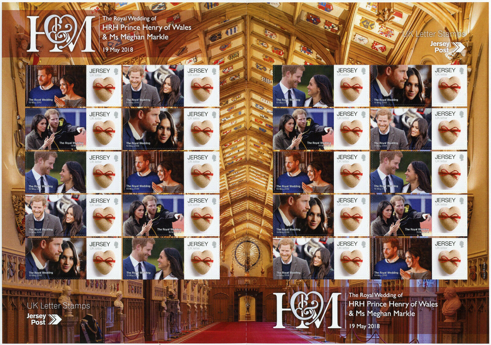 Jersey 2018 MNH Prince Harry & Meghan Royal Wedding 20v S/A M/S Royalty Stamps