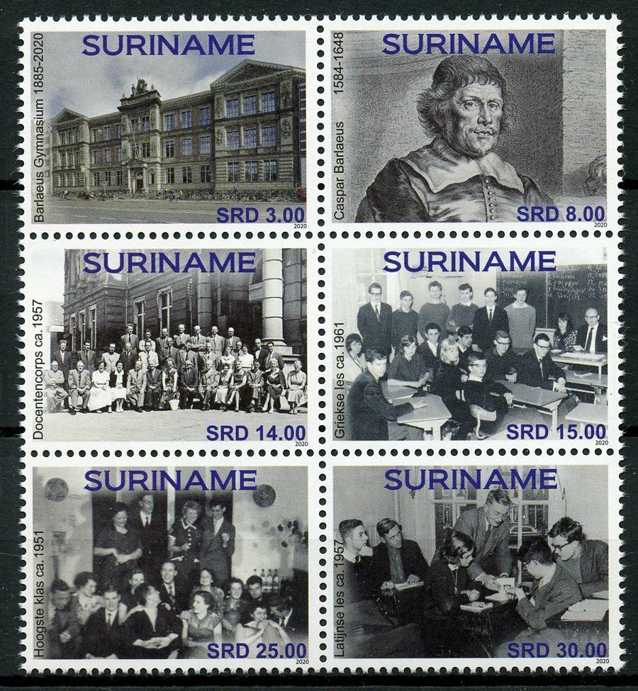 Suriname Architecture Stamps 2020 MNH Barlaeus Gymnasium Education 6v Block