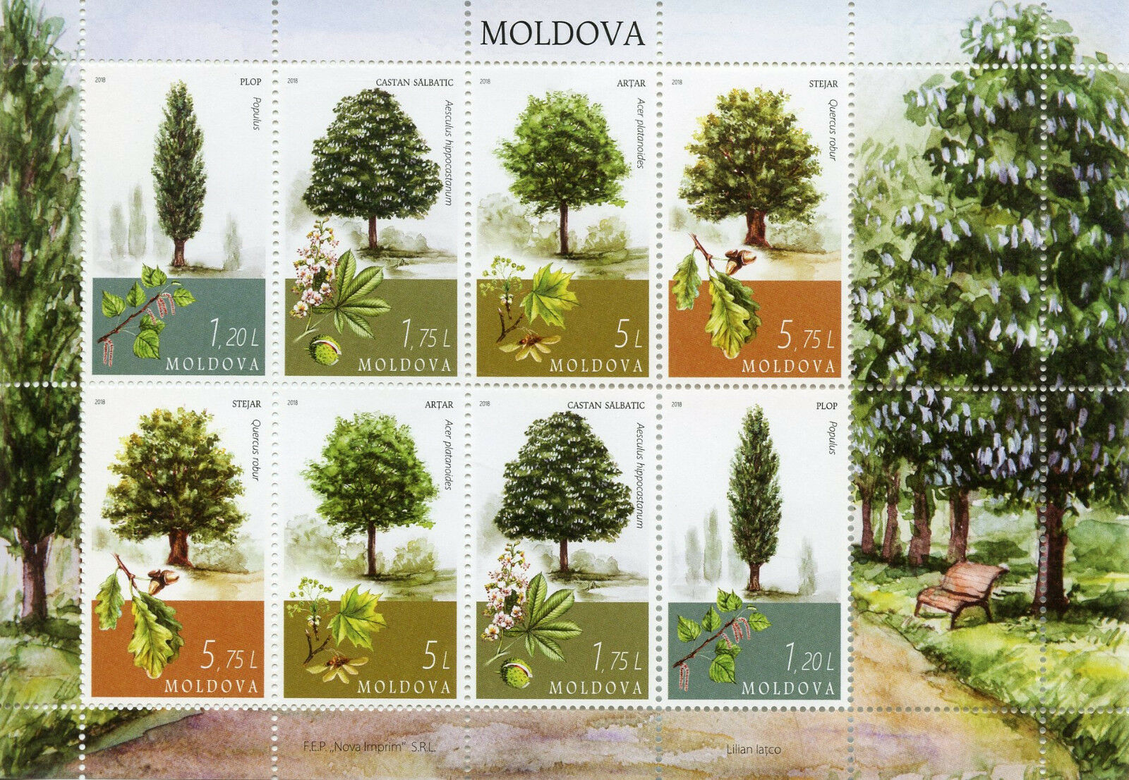 Moldova 2018 MNH Trees Tree 8v M/S Nature Plants Stamps