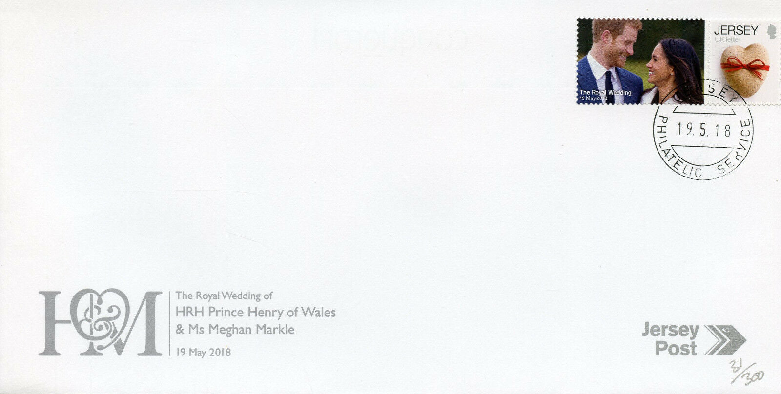 Jersey 2018 FDC Prince Harry & Meghan Royal Wedding 1v Cover Royalty Stamps